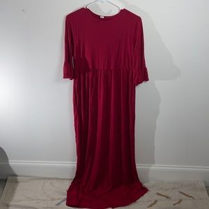 Pink Blush Red Short Sleeve Maxi Dress w/ pockets&bell sleeves Size 1XL